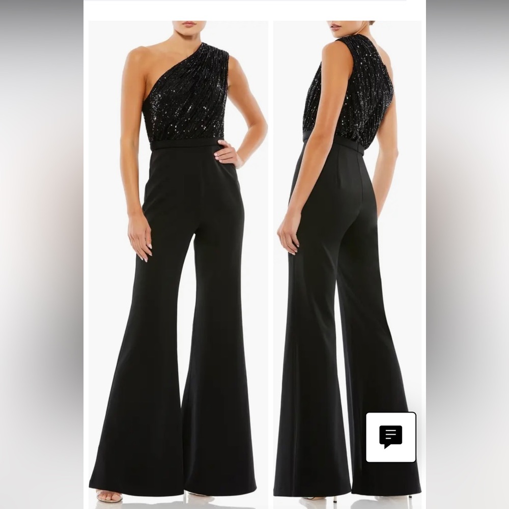 Gorgeous NWT Mac Duggal by Ieena Sexy Black Glittery Goddess Flare Jumper